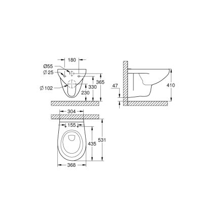 GROHE 39427000 - Sanita suspensa BAU CERAMIC 368 x 531 mm cerâmica/branca
