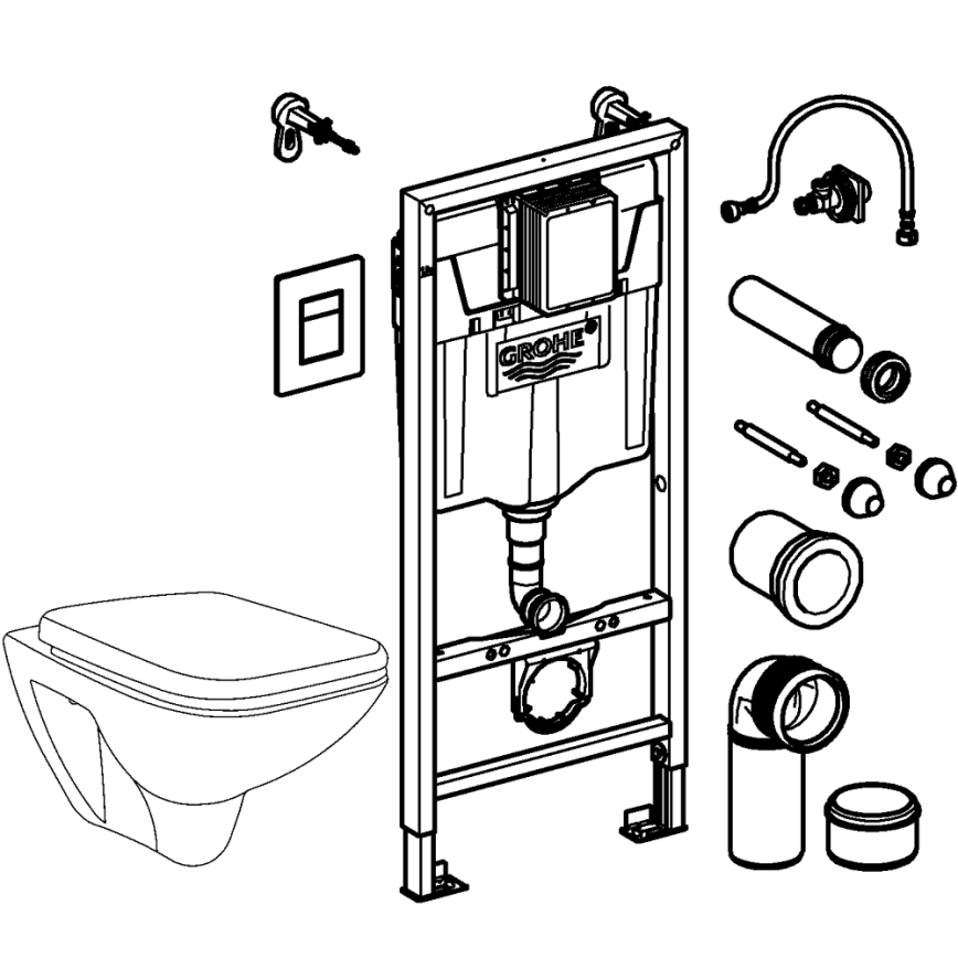 GROHE 39467000 - Conjunto para WC SOLIDO 1,13 m cerâmica/branco
