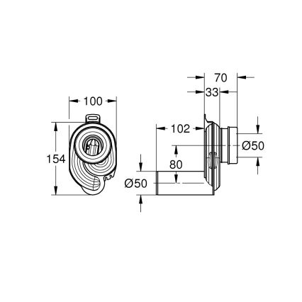 GROHE 39732000 - Sifão para mictório BAU CERAMIC, Ø 50 mm, preto