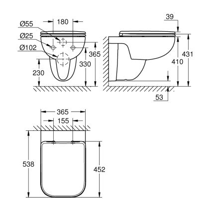 GROHE 39815000 - Sanita suspensa START EDGE 53,8 x 36,5 cm branco durável