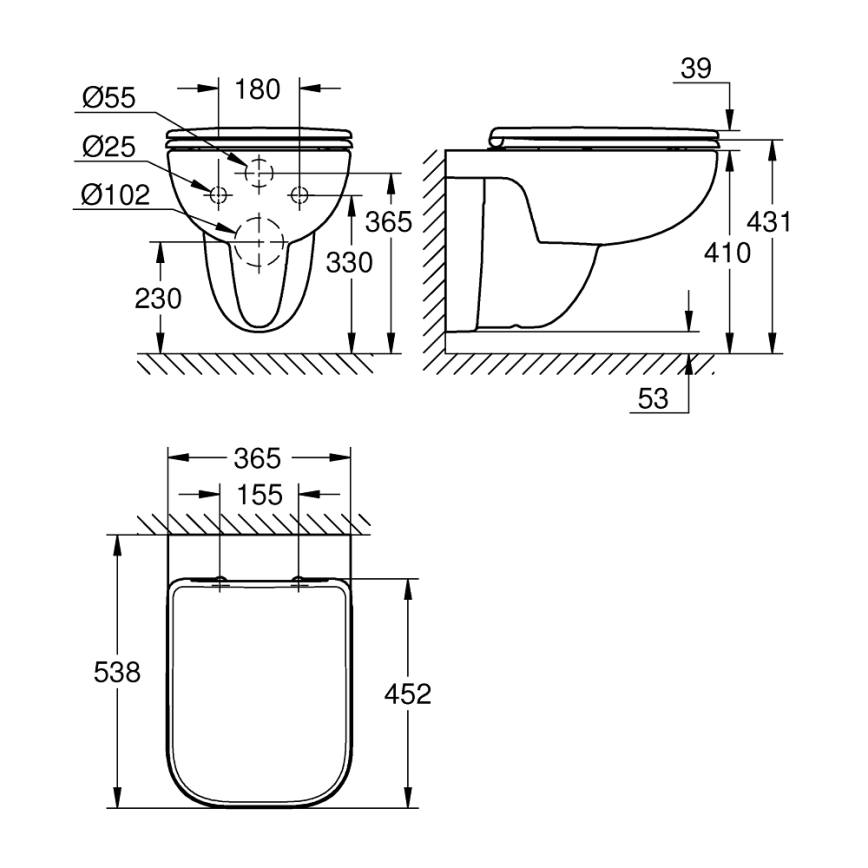 GROHE 39815000 - Sanita suspensa START EDGE 53,8 x 36,5 cm branco durável