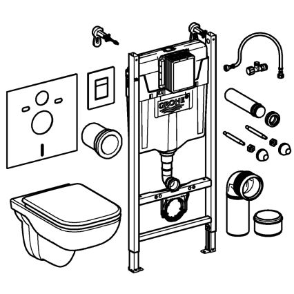 GROHE 39816000 - Conjunto para WC SOLIDO COMPACT 1,13 m cerâmica/branco