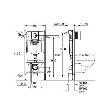 GROHE 39883000 - Sistema de pré-instalação para parede SOLIDO 1,13 m cromado brilhante