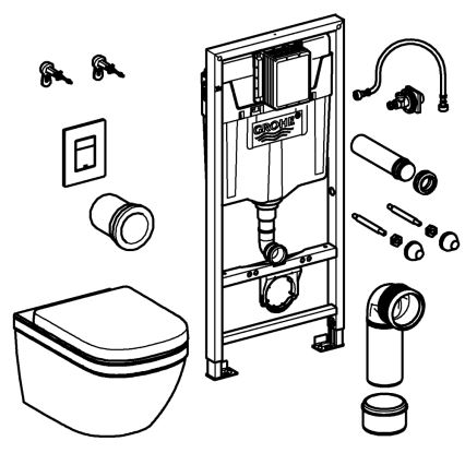 GROHE 39941000 - Conjunto para WC SOLIDO 1,13 m cromado brilhante