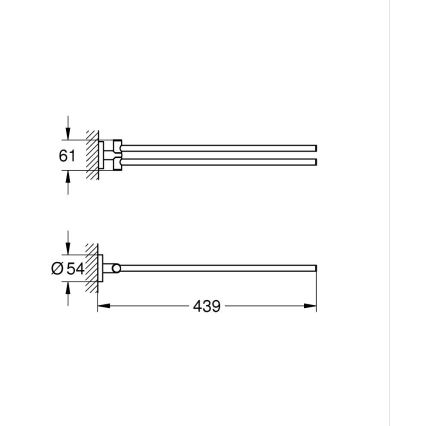 GROHE 40371DL1 - Suporte para toalhas ESSENTIALS 439 mm, acabamento em cobre