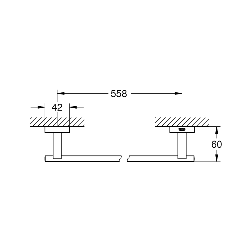GROHE 40509AL1 - Suporte para toalhas ESSENTIALS CUBE 600 mm grafite