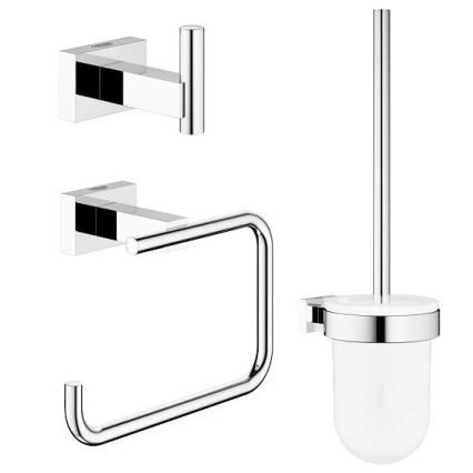 GROHE 40757001 - Conjunto de acessórios ESSENTIALS CUBE, acabamento cromado brilhante