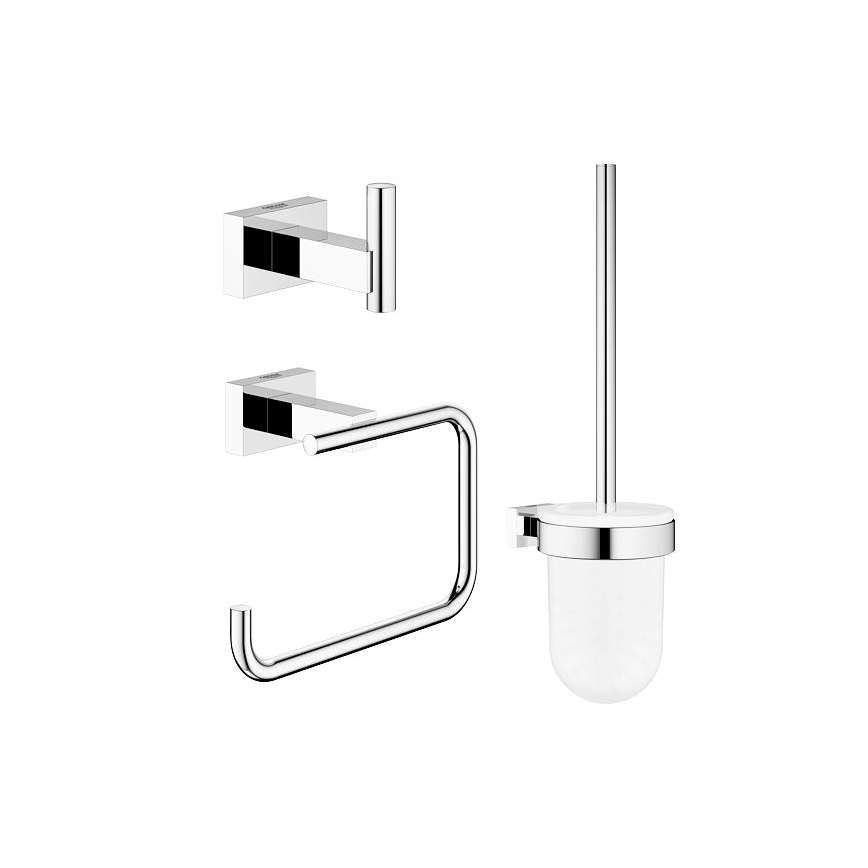 GROHE 40757001 - Conjunto de acessórios ESSENTIALS CUBE, acabamento cromado brilhante