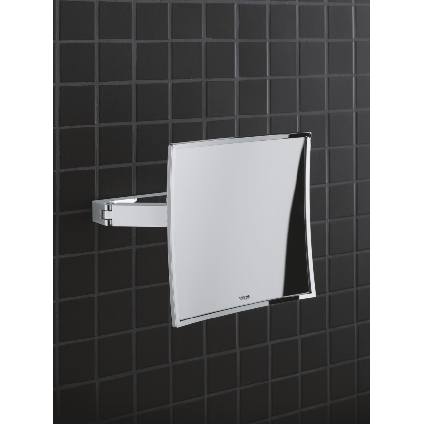 GROHE 40808000 - Espelho de maquilhagem SELECTION CUBE 22,3 × 22,3 cm, cromado brilhante