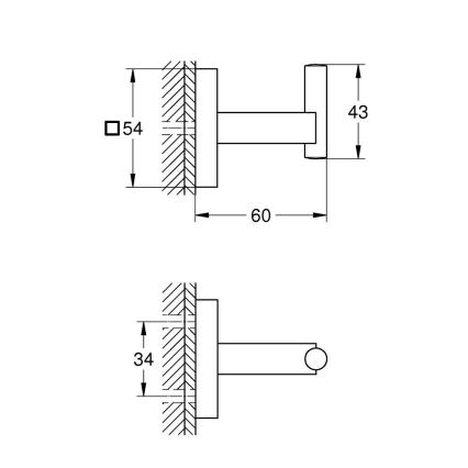 GROHE 40961DC0 - Gancho para roupão de banho START CUBE, em aço inoxidável
