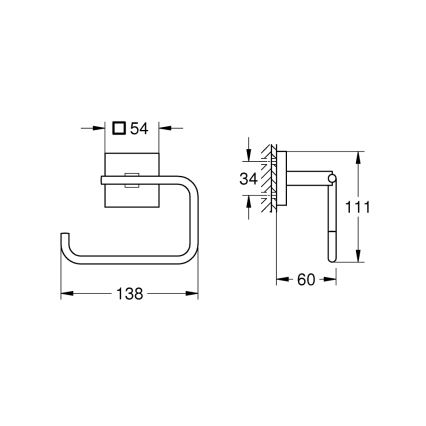 GROHE 40978000 - Suporte para papel higiénico START CUBE, acabamento cromado brilhante