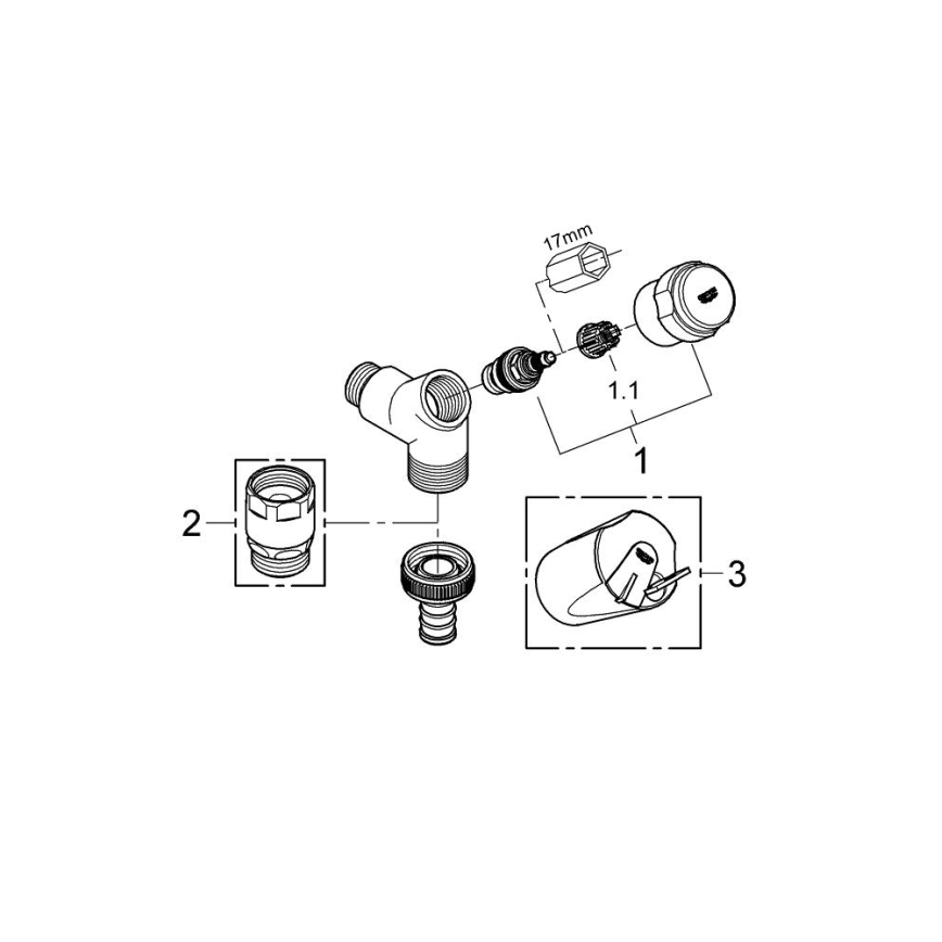 GROHE 41010000 - Válvula de ligação EGGEMANN DN 15 cromado brilhante
