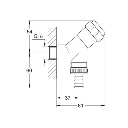 GROHE 41010000 - Válvula de ligação EGGEMANN DN 15 cromado brilhante