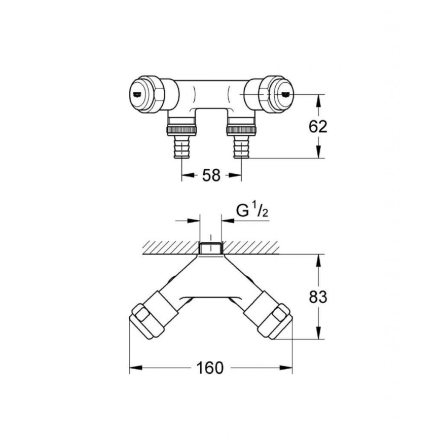 GROHE 41022000 - Válvula dupla EGGEMANN DN 15, acabamento cromado brilhante