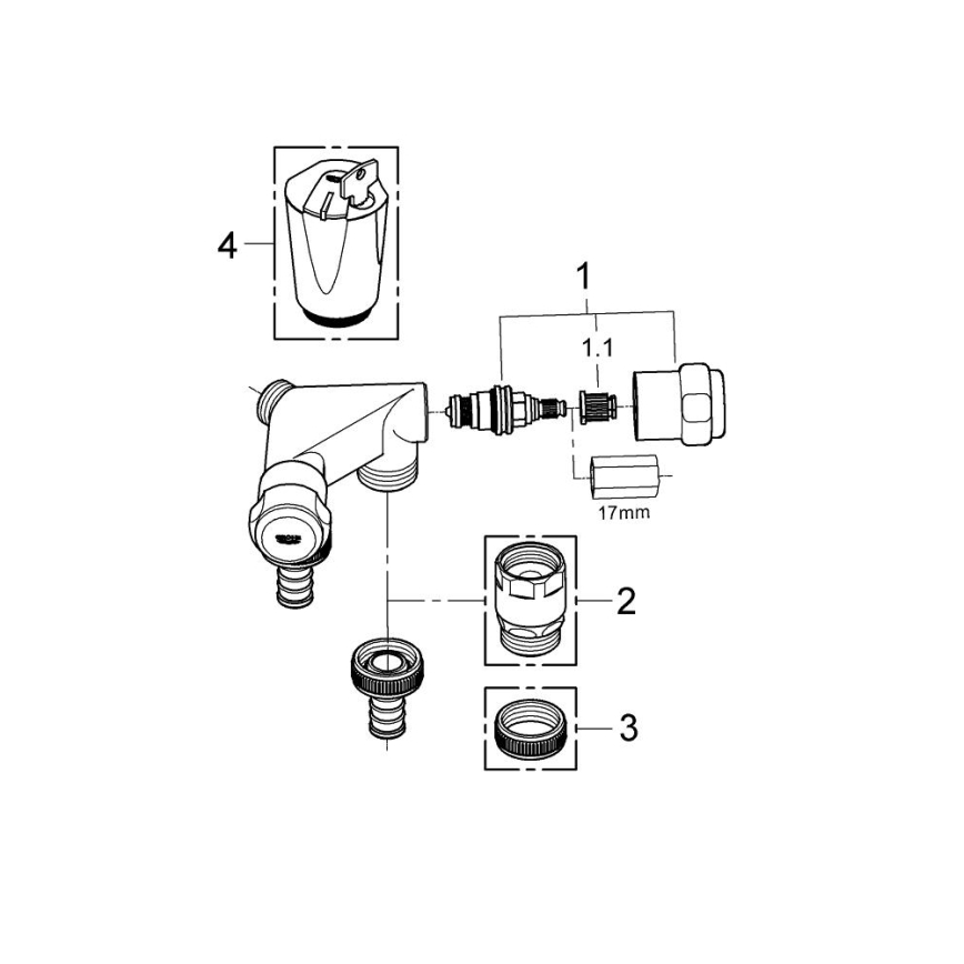 GROHE 41022000 - Válvula dupla EGGEMANN DN 15, acabamento cromado brilhante