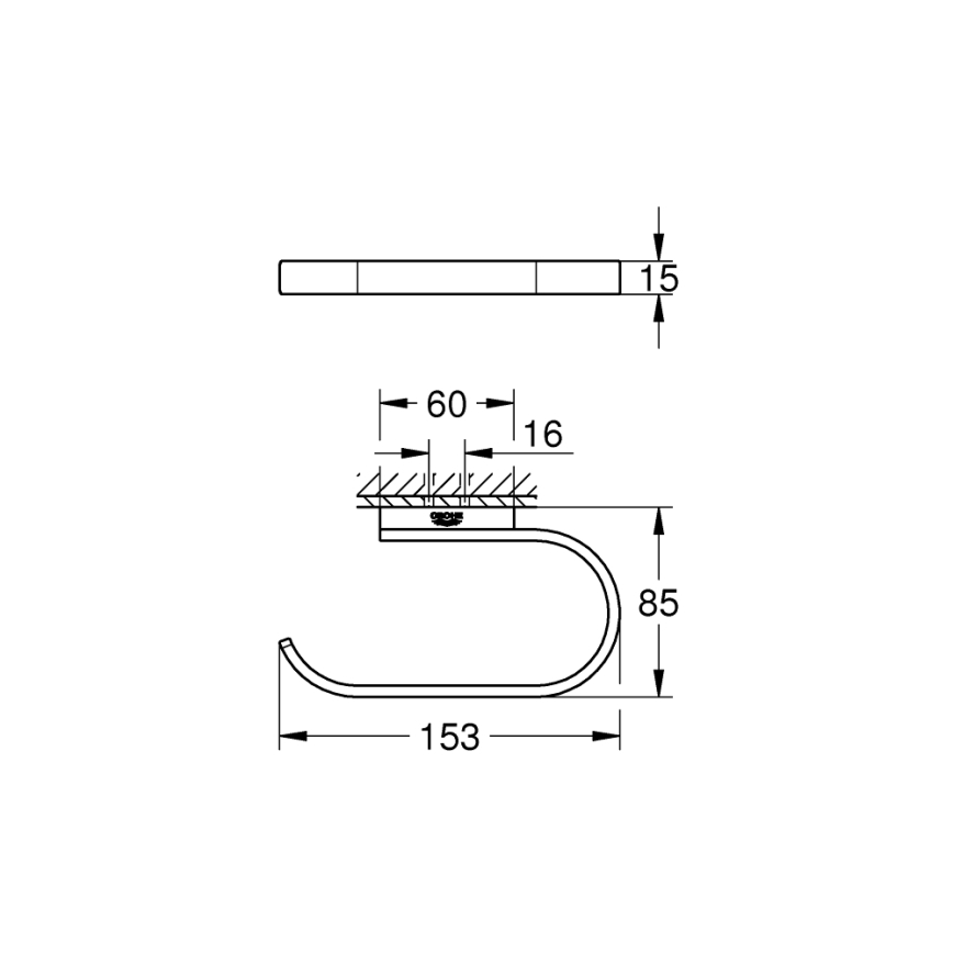GROHE 41068000 - Suporte para papel higiénico SELECTION 153 x 85 mm cromado brilhante