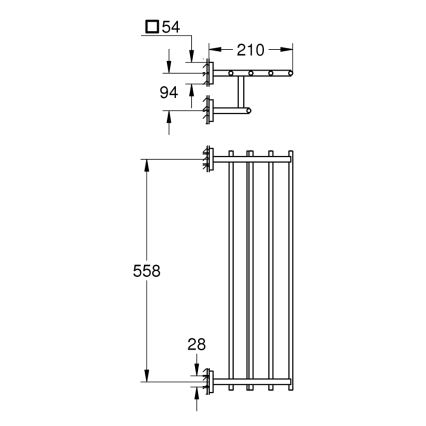GROHE 41099000 - Suporte múltiplo para toalhas START CUBE 600 mm cromo brilhante