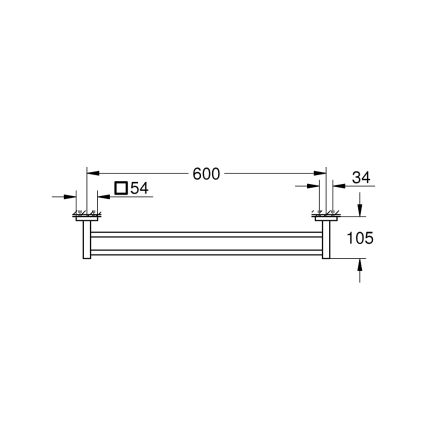 GROHE 411042430 - Suporte para toalhas de dois braços START CUBE, 654 mm, preto