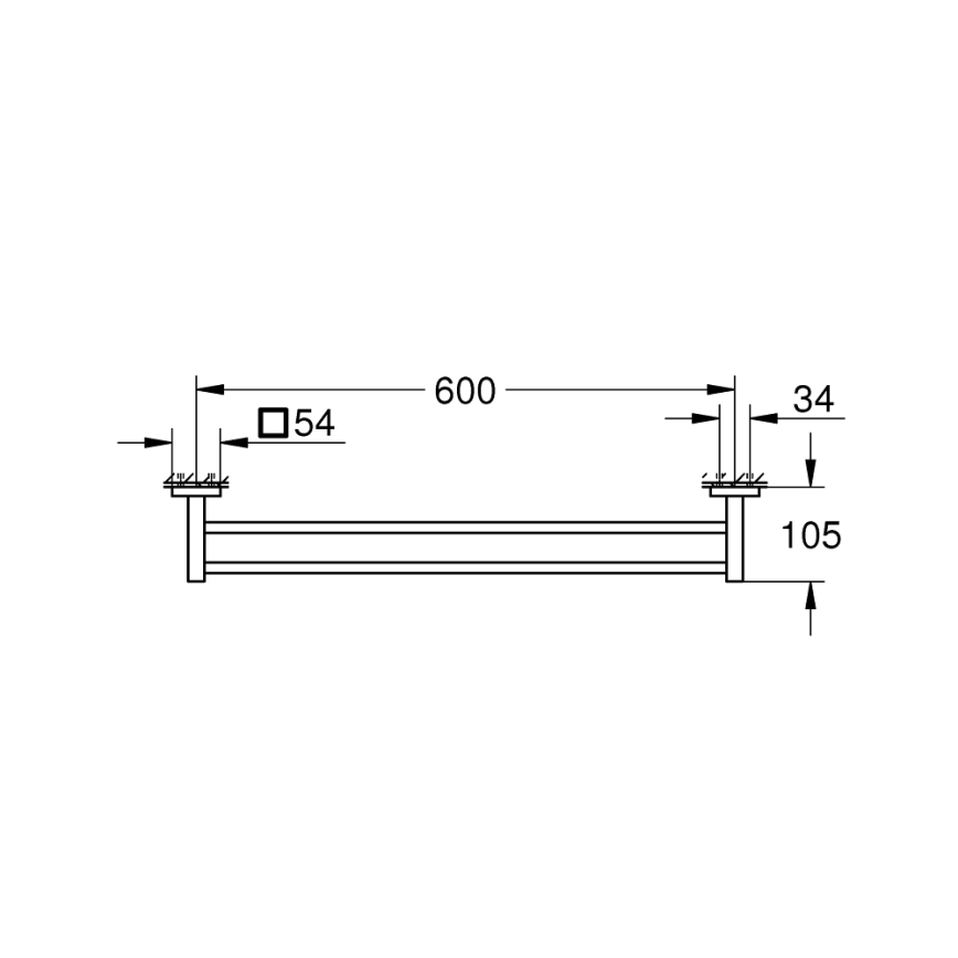 GROHE 41104DC0 - Suporte duplo para toalhas QUICKFIX START CUBE 654 mm em aço inoxidável