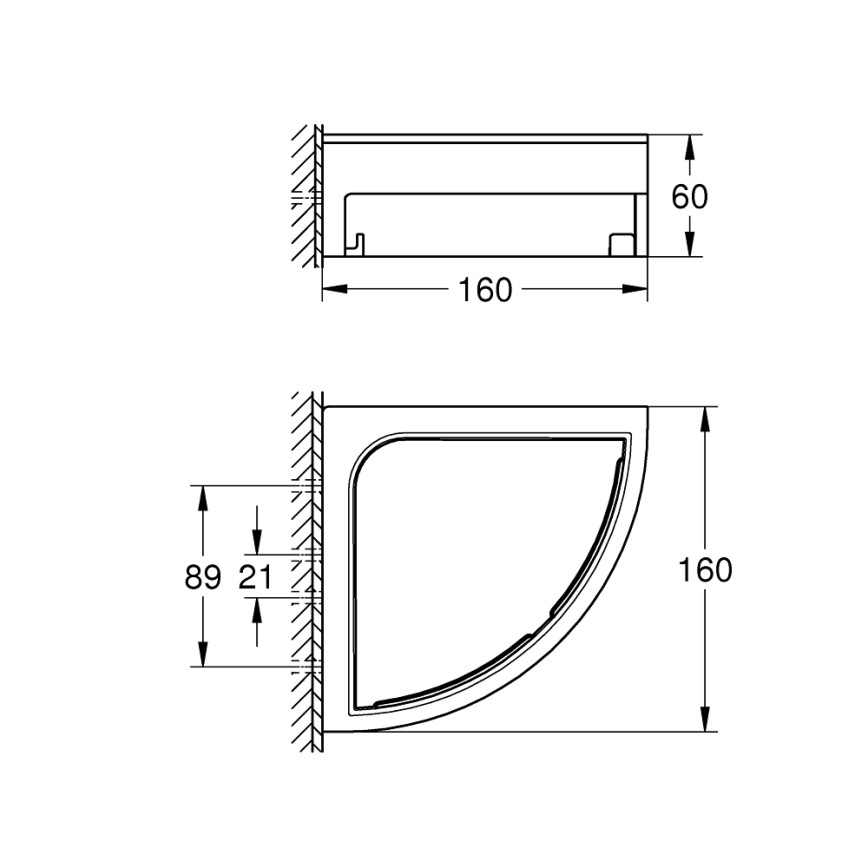GROHE 411062430 - Prateleira de canto para duche ESSENTIALS 250 × 250 mm preta