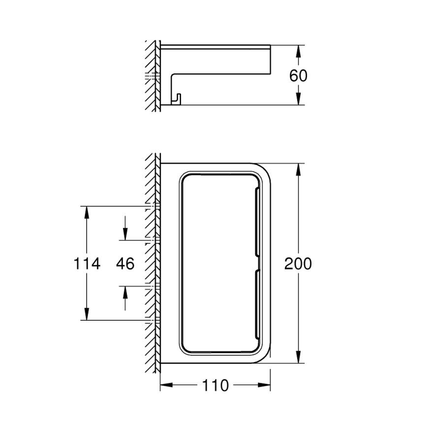 GROHE 41107DC0 - Prateleira para duche START CUBE 200 mm, aço inoxidável