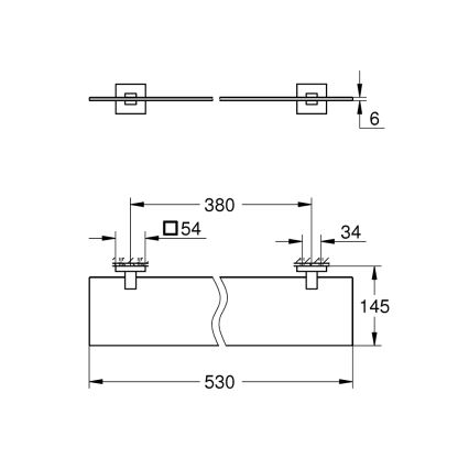 GROHE 41109000 - Prateleira em vidro START CUBE 530 mm, acabamento cromado brilhante