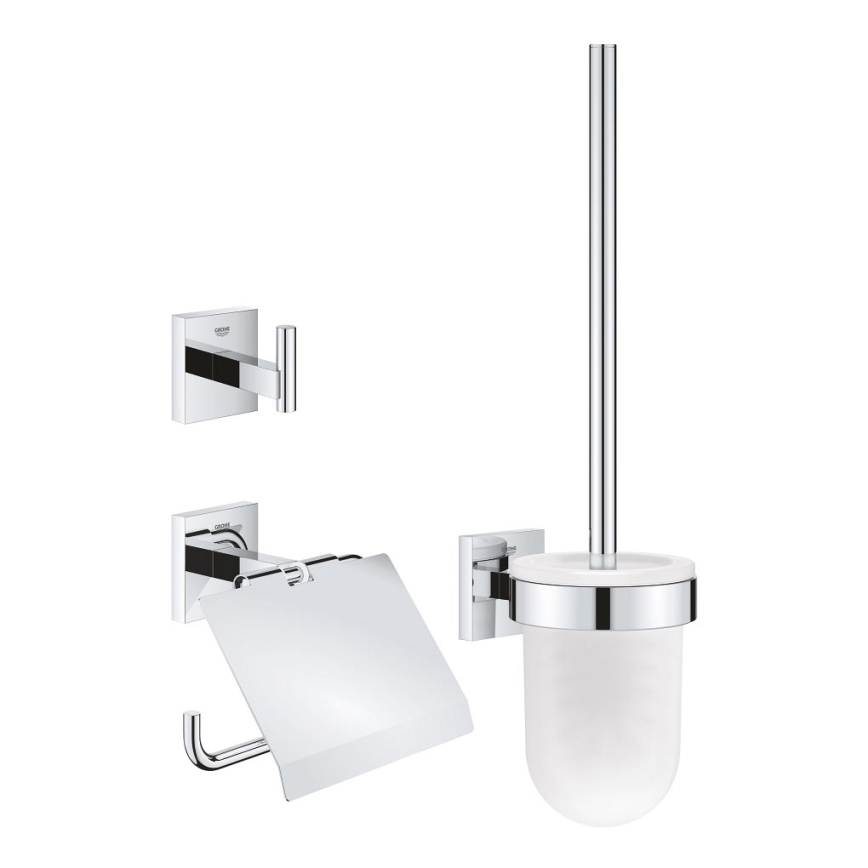 GROHE 41123000 - Conjunto 3 em 1 de acessórios para casa de banho, cromado brilhante