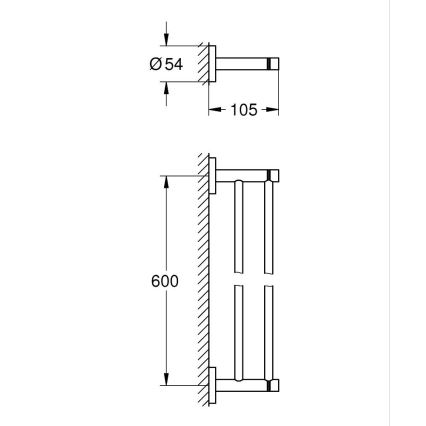 GROHE 41203DC0 - Porta-toalhas de dois braços START 654 mm, em aço inoxidável