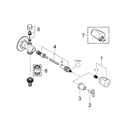 GROHE 41208000 - Válvula mural exterior EUROTEC DN 15, acabamento cromado brilhante