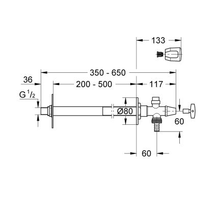 GROHE 41208000 - Válvula mural exterior EUROTEC DN 15, acabamento cromado brilhante
