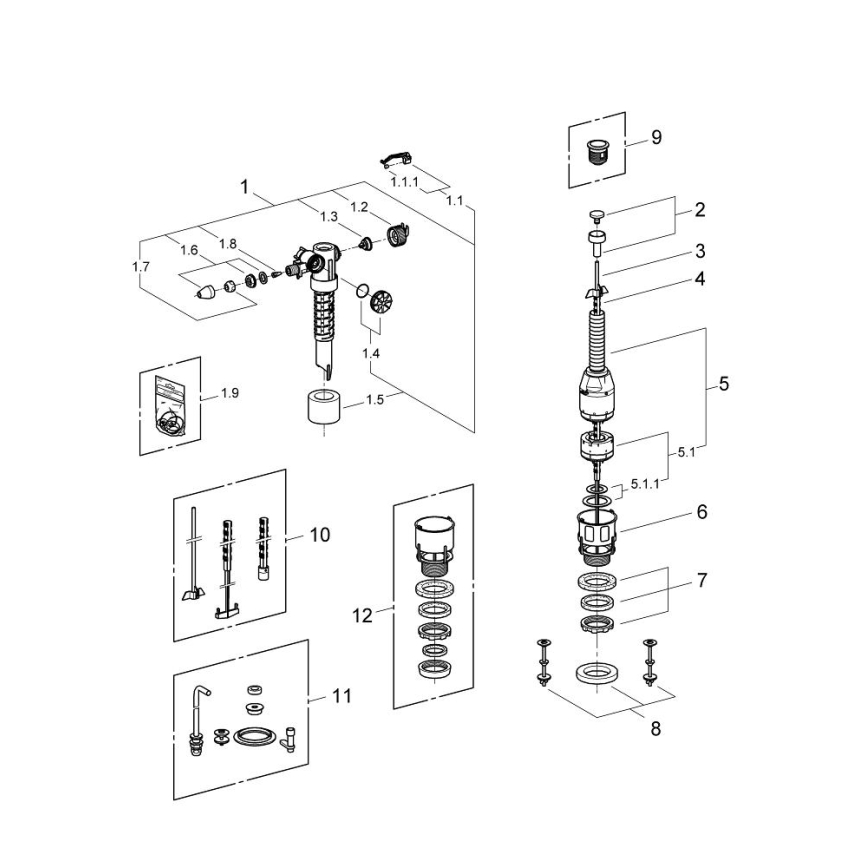 GROHE 43907PI0 - Conjunto de reposição para cisternas cerâmicas