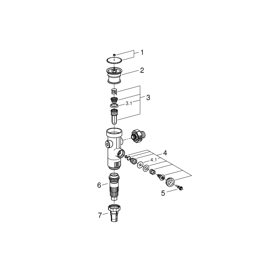 GROHE 43996000 - Válvula de descarga pressurizada RONDO 3”