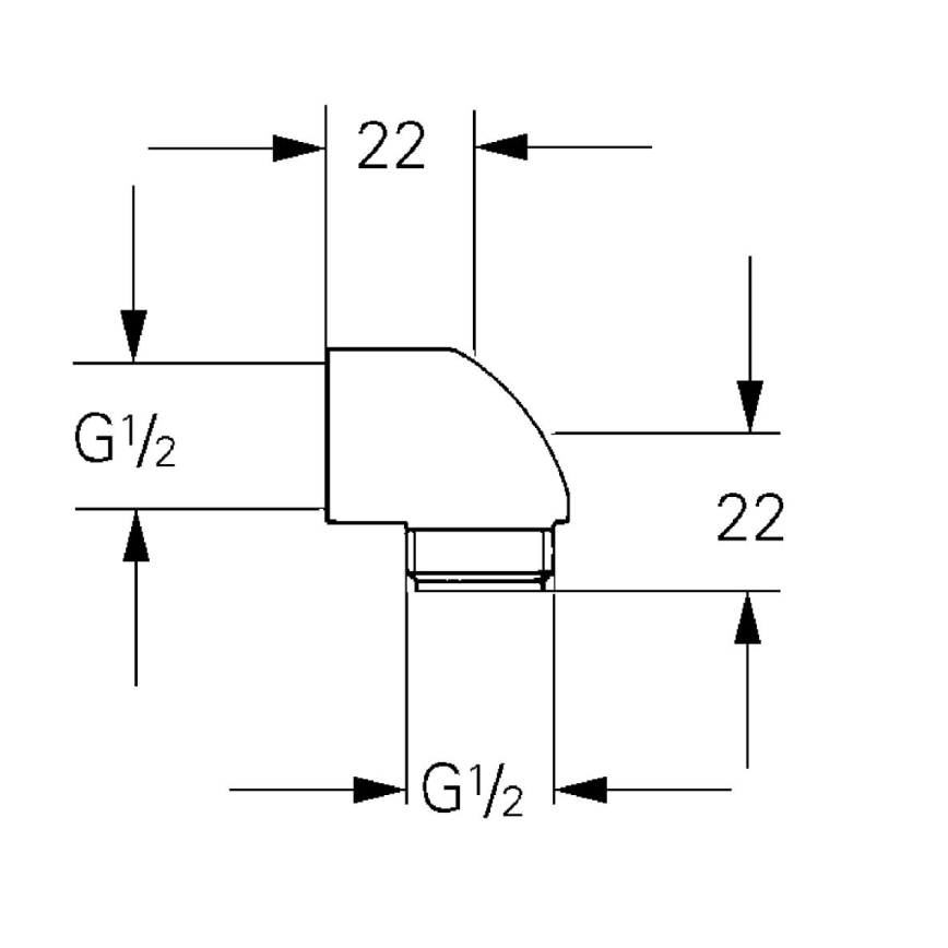 GROHE 45304000 - Cotovelo para chuveiro DN 15 × DN 15 cromado brilhante