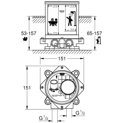GROHE 45984001 - Conjunto embutido DN 15 em latão