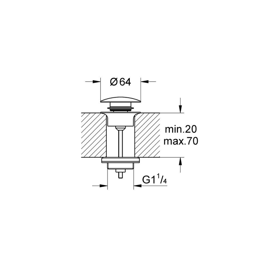GROHE 65807A00 - Conjunto de drenagem com tampão para lavatórios com transbordo, grafite