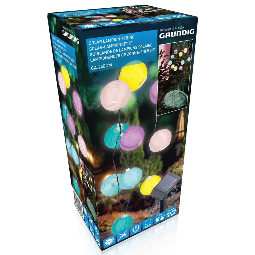 Grundig 14106 - Cordão Solar LED 2,4m 10xLED/1,2V 600 mAh