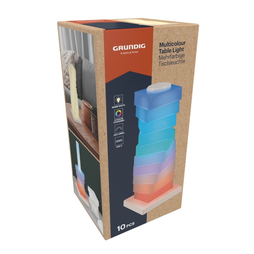 Grundig - Candeeiro de mesa tátil LED RGB/4W/5V