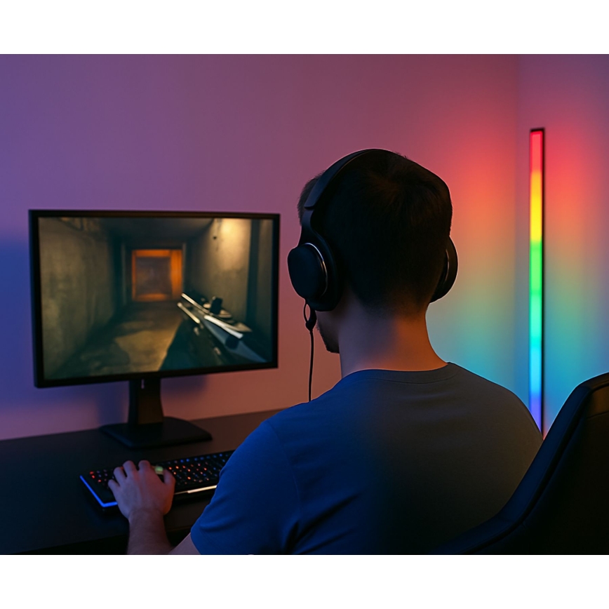 Grundig - Candeeiro de pé LED RGBW dimerizável LED/6W/230V + controlo remoto