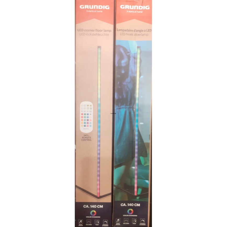 Grundig - Candeeiro de pé LED RGBW dimerizável LED/6W/230V + controlo remoto