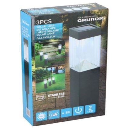 Grundig - CONJUNTO 3x Candeeiros solares LED/1,2V 6,5x35,5cm
