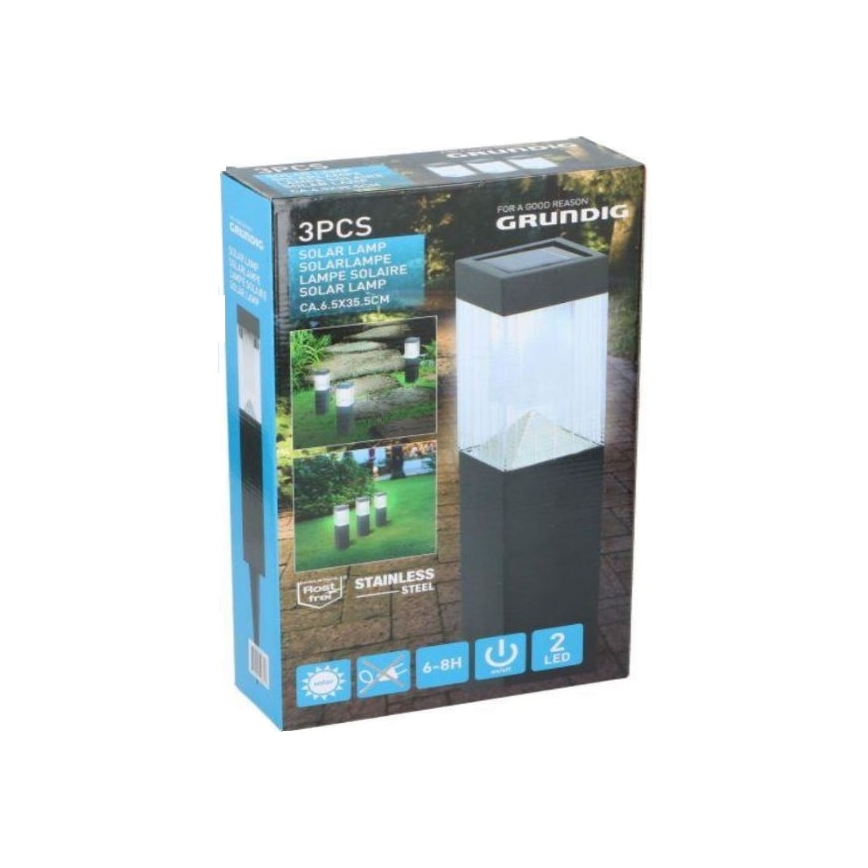 Grundig - CONJUNTO 3x Candeeiros solares LED/1,2V 6,5x35,5cm