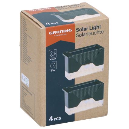 Grundig - CONJUNTO 4x Luminária de Parede Solar LED/1,2V 600 mAh IP44