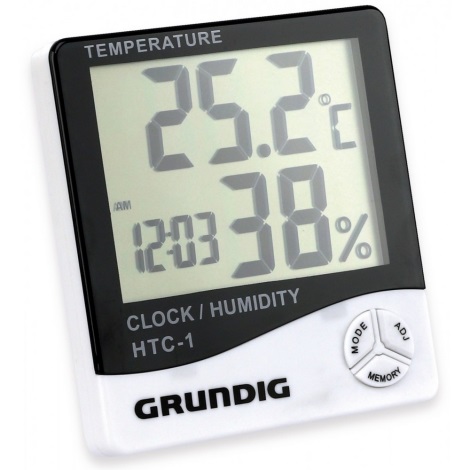 Grundig - Estação meteorológica com relógio despertador 1xAAA