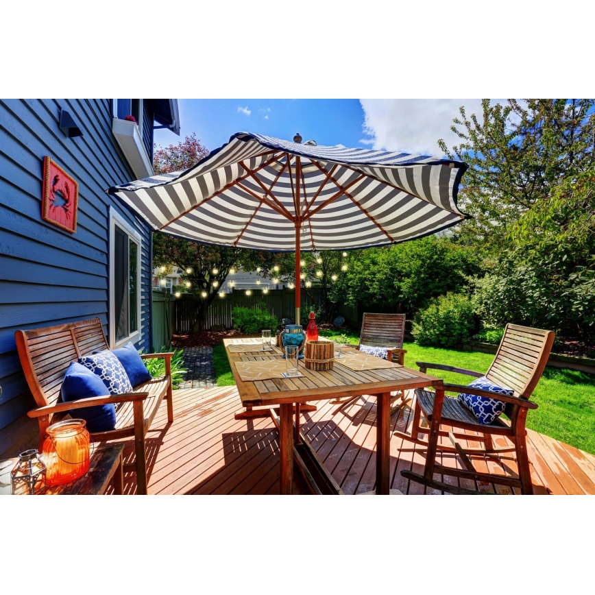 Grundig - Fio solar LED regulável 50xLED/8 funções 9,35m branco quente 1200 mAh + comando remoto