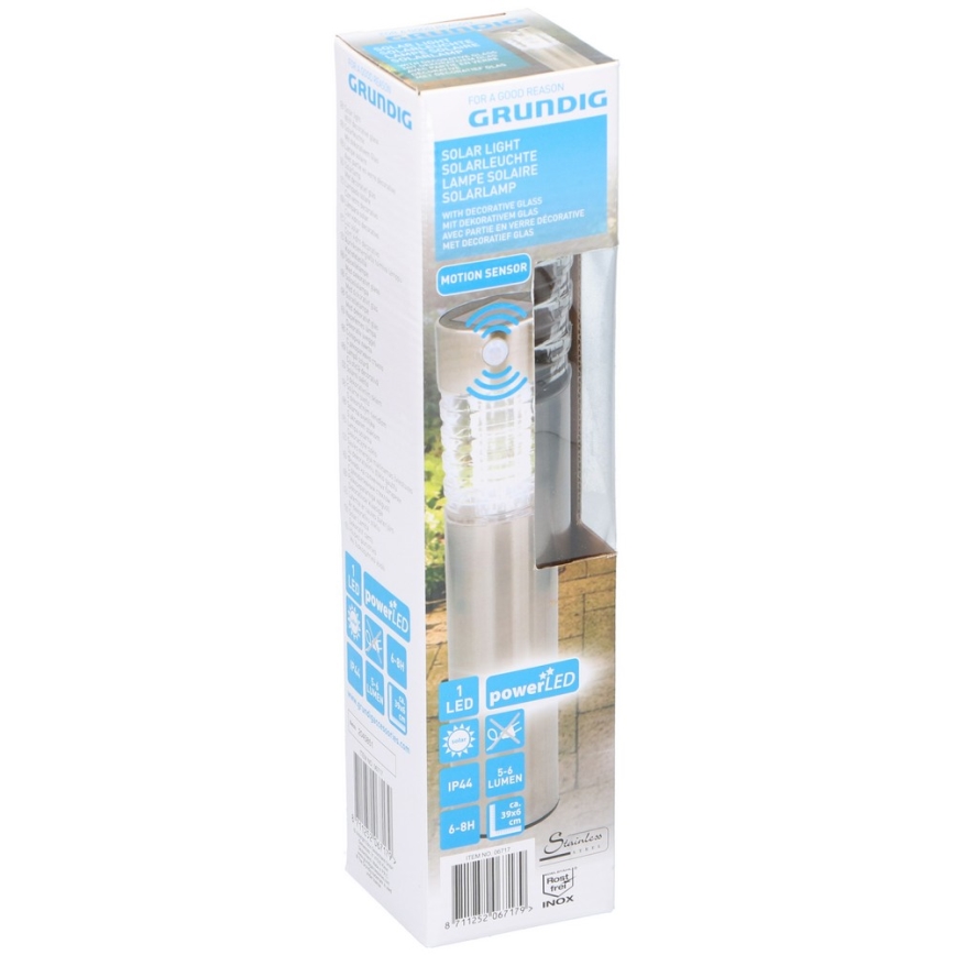 Grundig - Lâmpada solar LED com sensor de movimento e crepúsculo LED/1,2V 600 mAh IP44