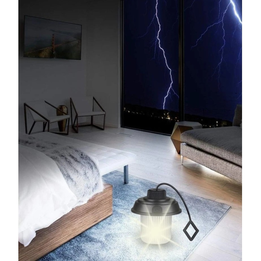 Grundig - Lanterna LED de campismo LED/3xAA 3000/4500/6000K IP44 preta