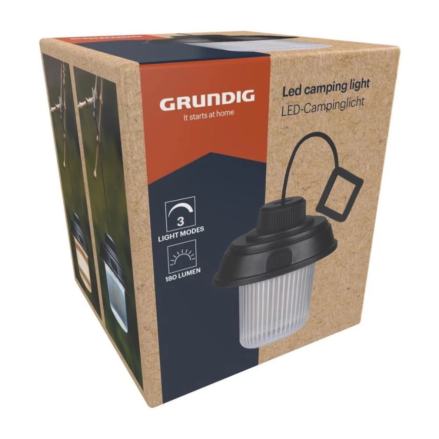 Grundig - Lanterna LED de campismo LED/3xAA 3000/4500/6000K IP44 preta