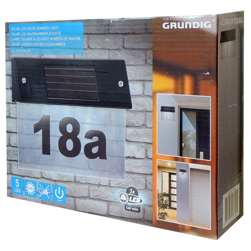 Grundig - Número de casa solar LED LED/1,2V 600 mAh IP44