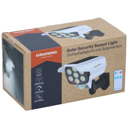 Grundig - Simulacro de câmara de segurança solar com LED e sensor, 1,2 V 800 mAh + controlo remoto