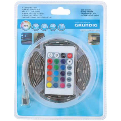 Grundig - Tira LED RGB com regulação 3m LED/12W/230V + controlo remoto